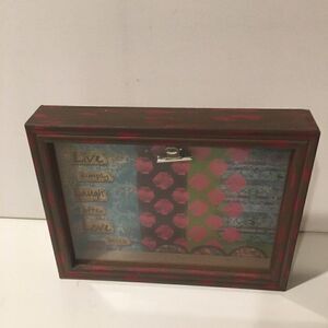 Wood glass Block Picture Frame Farm cottage decor